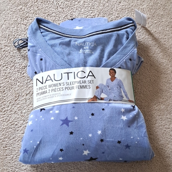 Nautica 2 Piece PJ Set Womens XL Blue Stars Print Fleece Loungewear Set NWT - Picture 15 of 15